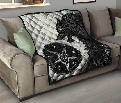 Black Demon Wolf Print Quilt