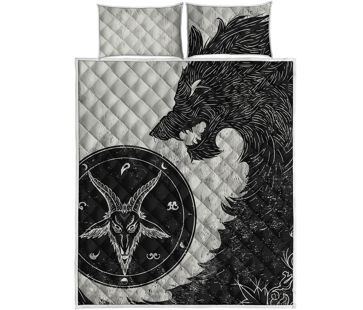 Black Demon Wolf Print Quilt Bed Set