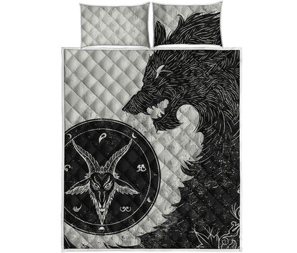 Black Demon Wolf Print Quilt Bed Set