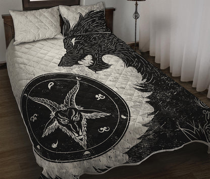 Black Demon Wolf Print Quilt Bed Set