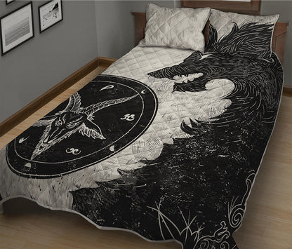 Black Demon Wolf Print Quilt Bed Set