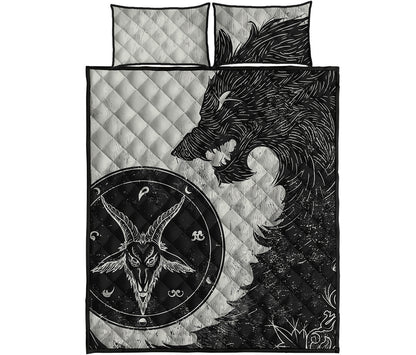 Black Demon Wolf Print Quilt Bed Set