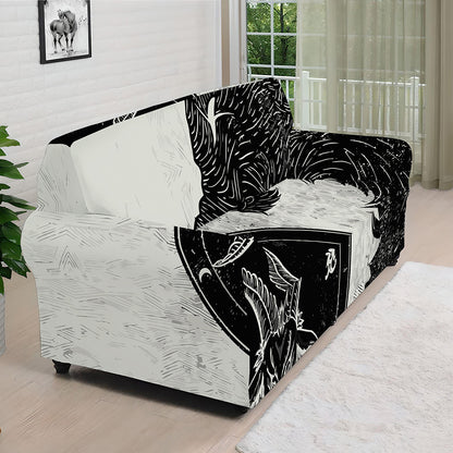 Black Demon Wolf Print Sofa Cover