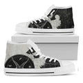 Black Demon Wolf Print White High Top Sneakers