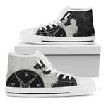 Black Demon Wolf Print White High Top Shoes