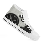 Black Demon Wolf Print White High Top Shoes