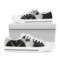Black Demon Wolf Print White Low Top Sneakers