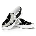 Black Demon Wolf Print White Slip On Sneakers