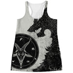 Black Demon Wolf Print Women's Racerback Tank Top