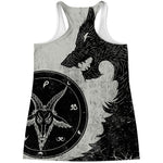 Black Demon Wolf Print Women's Racerback Tank Top