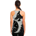 Black Demon Wolf Print Women's Racerback Tank Top