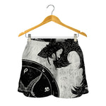 Black Demon Wolf Print Women's Shorts