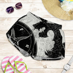 Black Demon Wolf Print Women's Shorts
