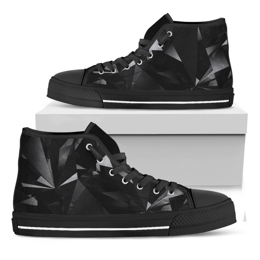 Black Diamond Print Black High Top Shoes