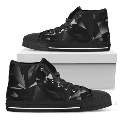 Black Diamond Print Black High Top Shoes