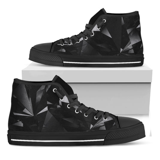 Black Diamond Print Black High Top Shoes