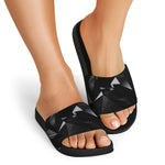 Black Diamond Print Black Slide Sandals