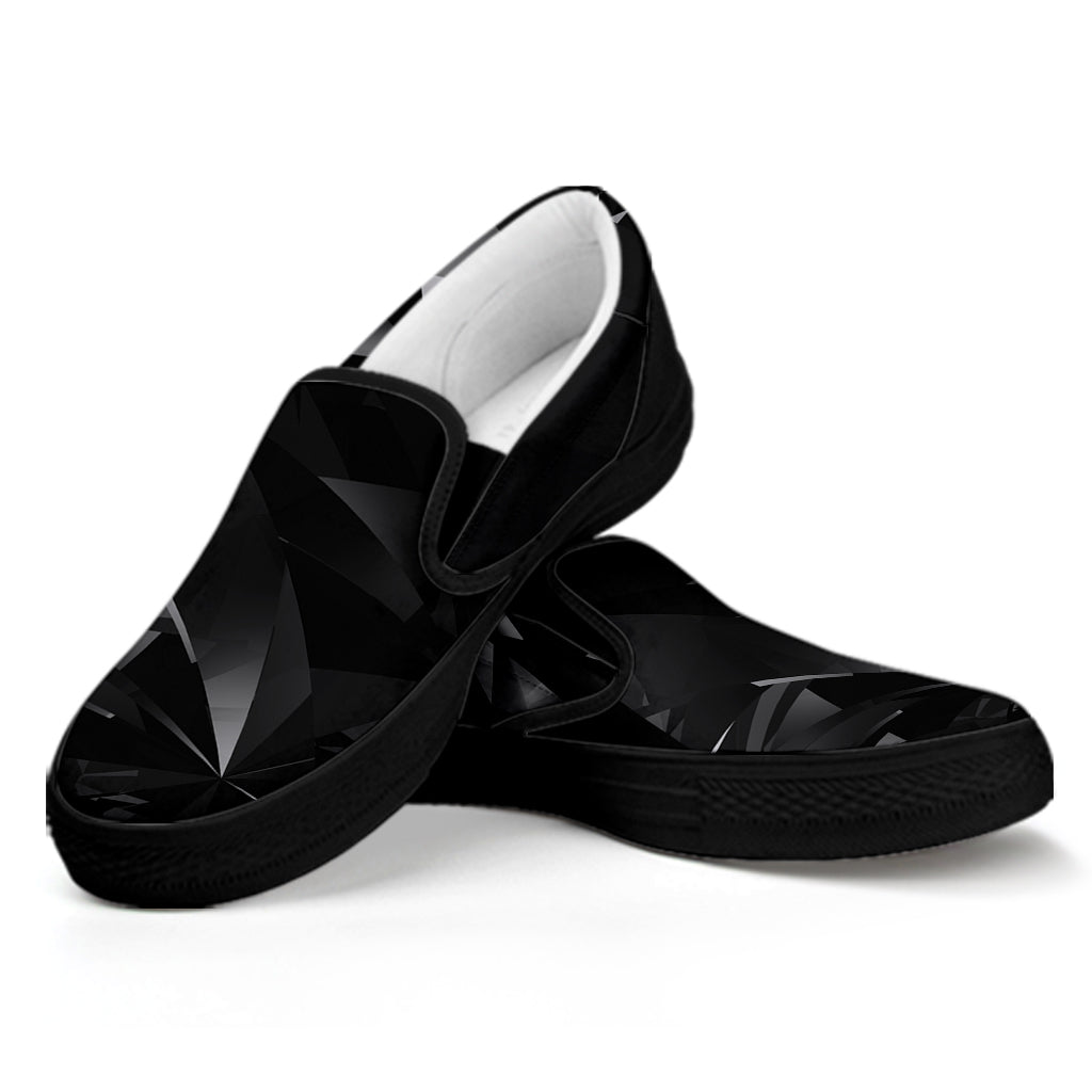 Black Diamond Print Black Slip On Shoes