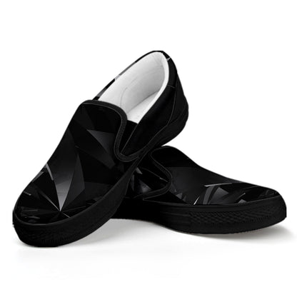Black Diamond Print Black Slip On Shoes