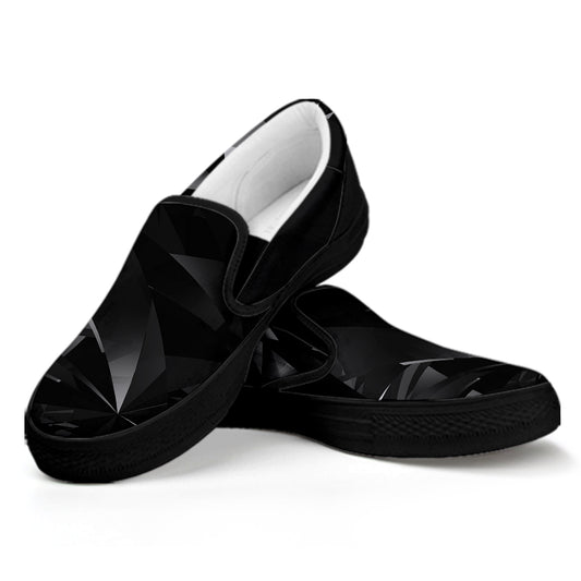 Black Diamond Print Black Slip On Shoes