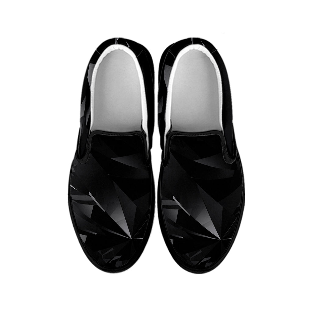 Black Diamond Print Black Slip On Shoes
