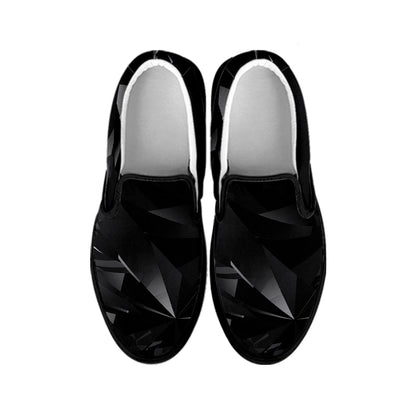Black Diamond Print Black Slip On Shoes