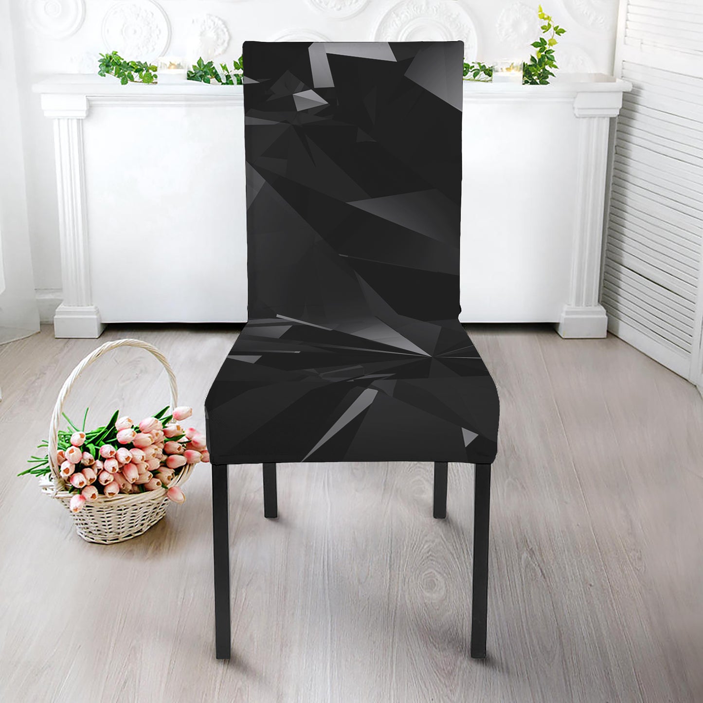 Black Diamond Print Dining Chair Slipcover