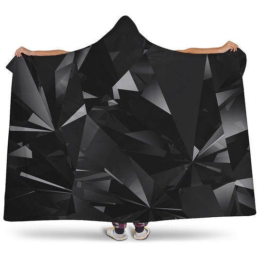 Black Diamond Print Hooded Blanket