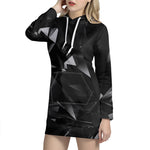 Black Diamond Print Hoodie Dress