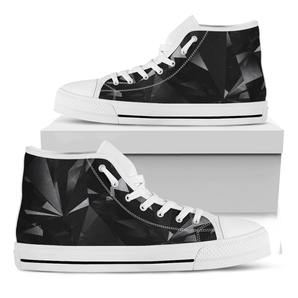 Black Diamond Print White High Top Shoes
