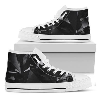 Black Diamond Print White High Top Shoes