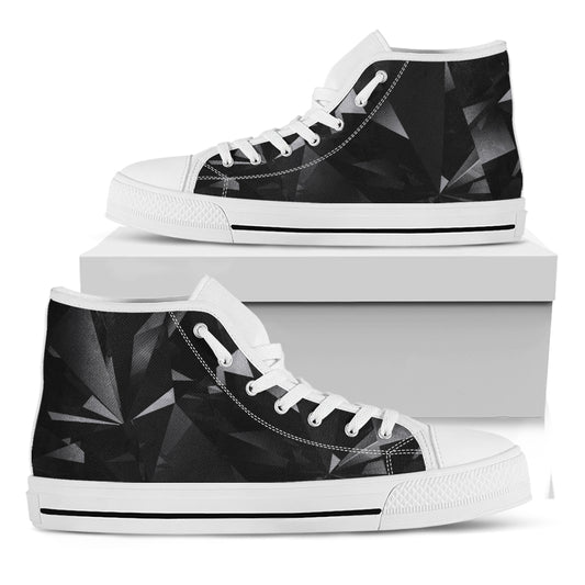 Black Diamond Print White High Top Shoes