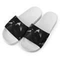 Black Diamond Print White Slide Sandals