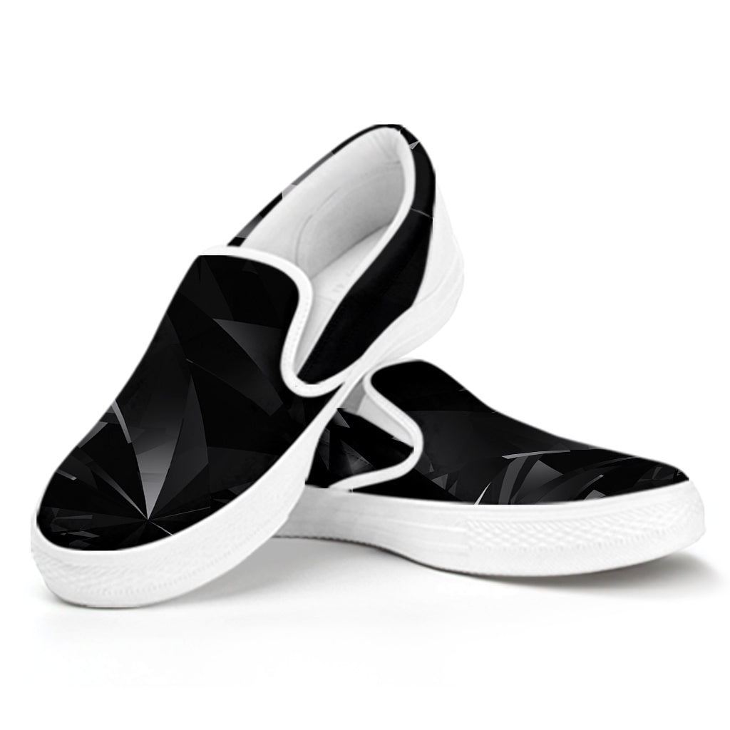 Black Diamond Print White Slip On Shoes