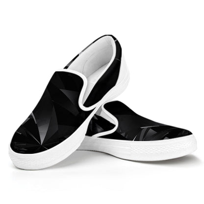 Black Diamond Print White Slip On Shoes