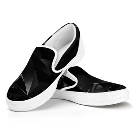 Black Diamond Print White Slip On Shoes