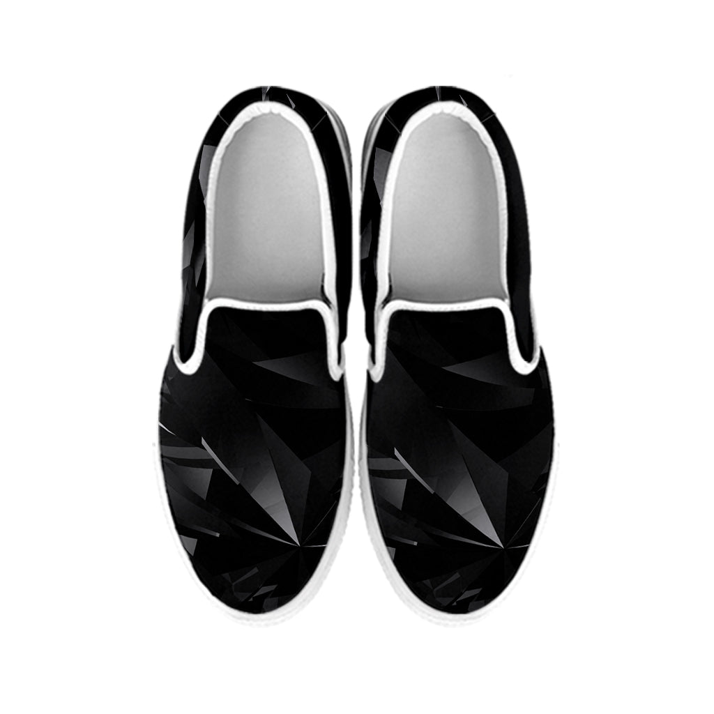 Black Diamond Print White Slip On Shoes