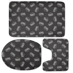 Black Doodle Sandwich Pattern Print 3 Piece Bath Mat Set