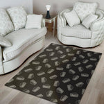 Black Doodle Sandwich Pattern Print Area Rug