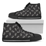 Black Doodle Sandwich Pattern Print Black High Top Shoes