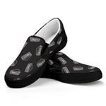 Black Doodle Sandwich Pattern Print Black Slip On Shoes