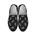 Black Doodle Sandwich Pattern Print Black Slip On Shoes