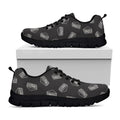 Black Doodle Sandwich Pattern Print Black Running Shoes