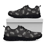 Black Doodle Sandwich Pattern Print Black Sneakers