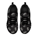 Black Doodle Sandwich Pattern Print Black Sneakers