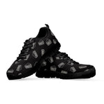 Black Doodle Sandwich Pattern Print Black Sneakers