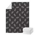 Black Doodle Sandwich Pattern Print Blanket