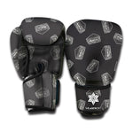 Black Doodle Sandwich Pattern Print Boxing Gloves