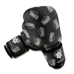 Black Doodle Sandwich Pattern Print Boxing Gloves