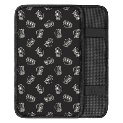 Black Doodle Sandwich Pattern Print Car Center Console Cover